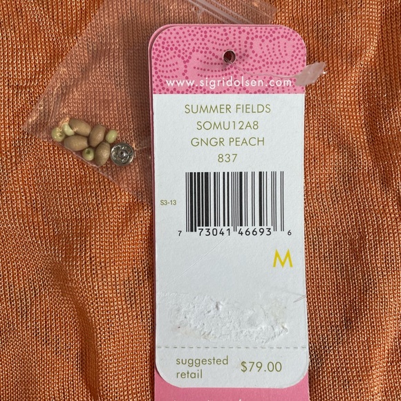 NWT Sigrid Olsen Beaded Knit Sweater Tank Top Peach Size Medium - Picture 6 of 6